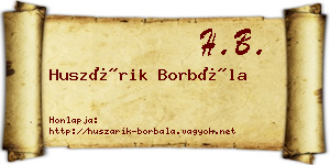 Huszárik Borbála névjegykártya